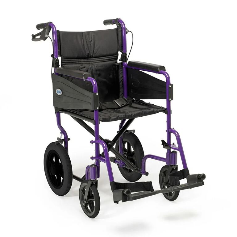 Aluminium Compact Transit Wheelchair - Purple