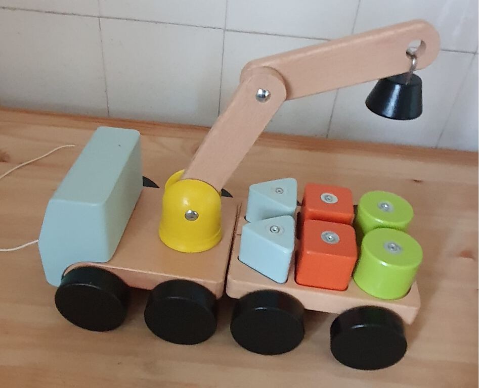 Wooden magnetic crane truck