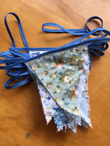 Bunting #5 - pale blue florals
