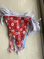 Bunting #16- polka dot and floral fabric