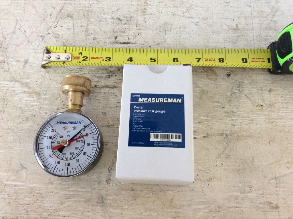 Asheville Tool Library Water pressure test gauge (6903)