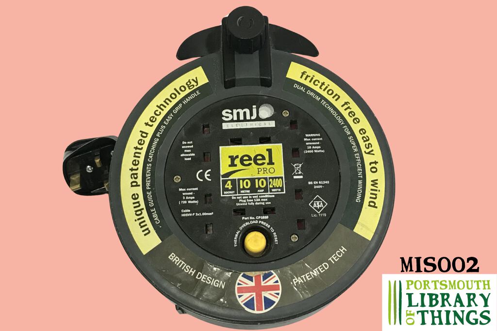 Power cable extension reel, 10m with 4 sockets (MIS002)