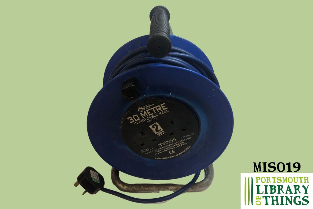 Power cable extension reel, 30m with 2 sockets (MIS019)
