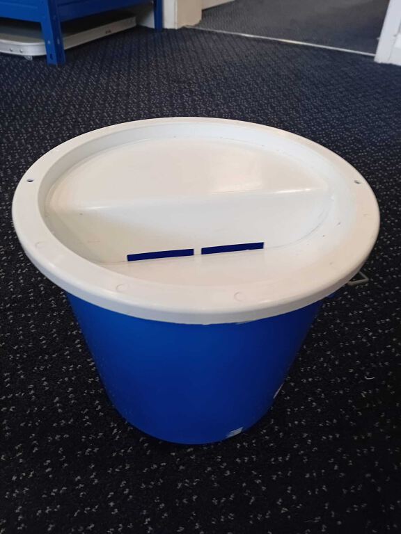 Collecting buckets for use by charities, fund raising groups etc.