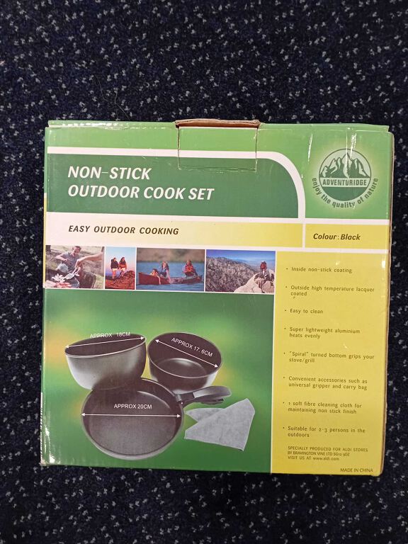 Adventuridge 3 piece non stick outdoor cooking camping pan set