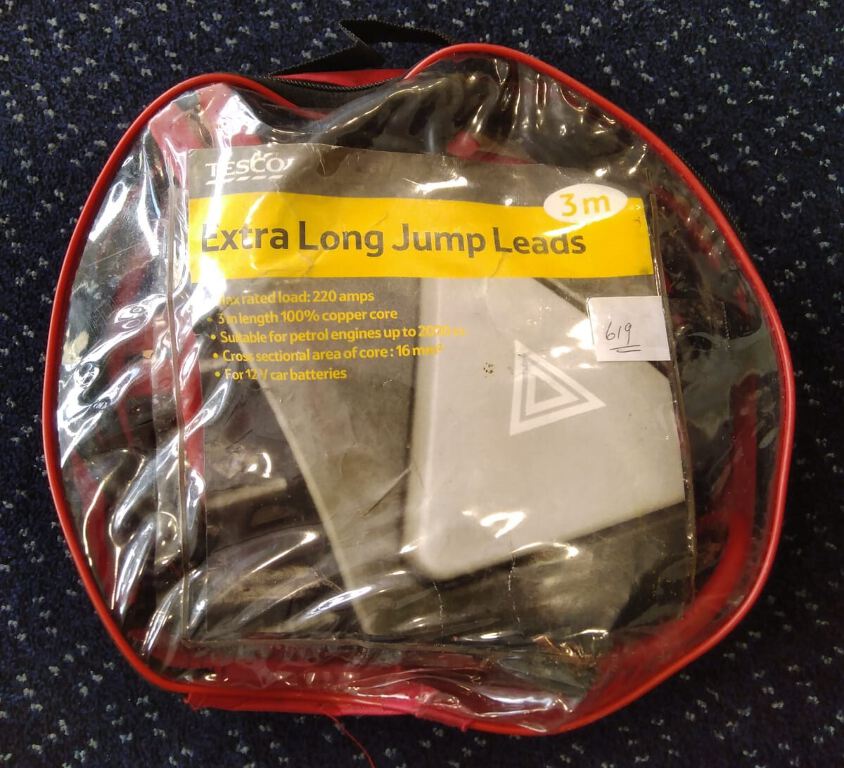 Tesco Extra Long Jump Leads in carry bag